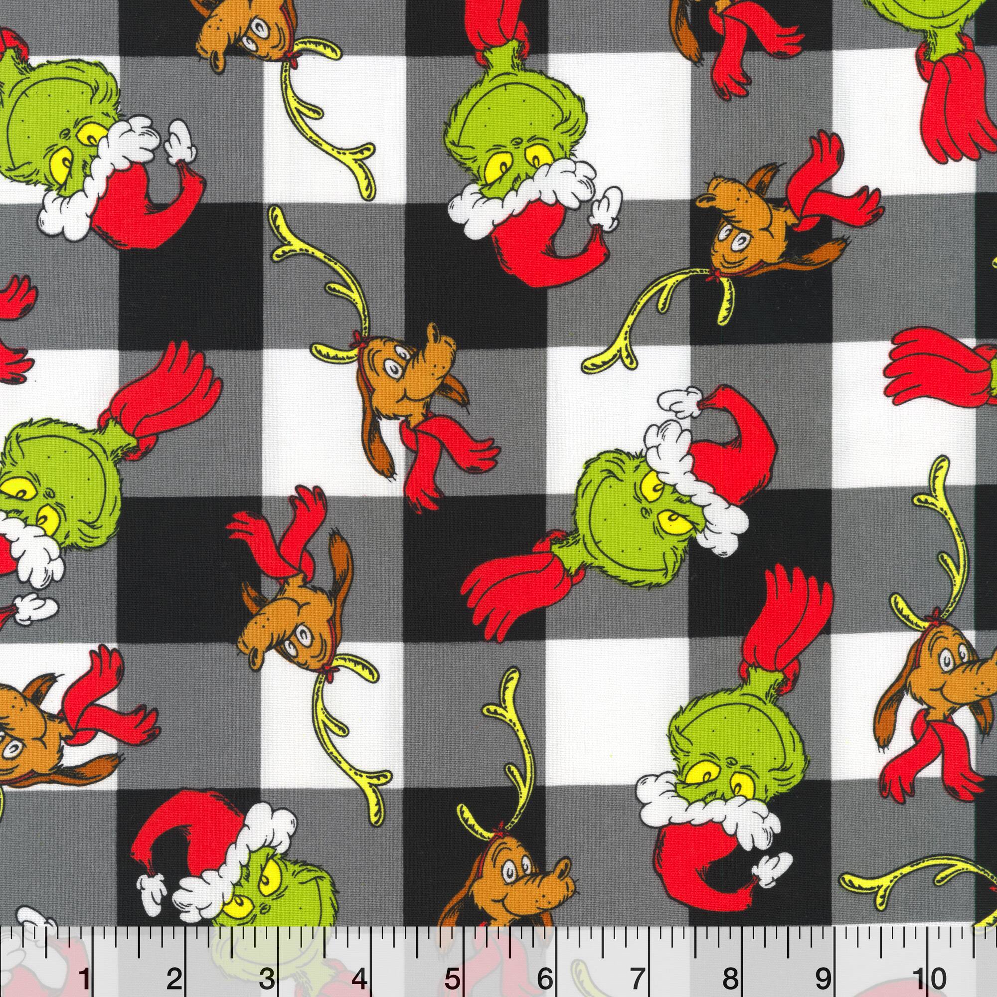 Dr. Seuss™ Grinch Buffalo Check Cotton Fabric